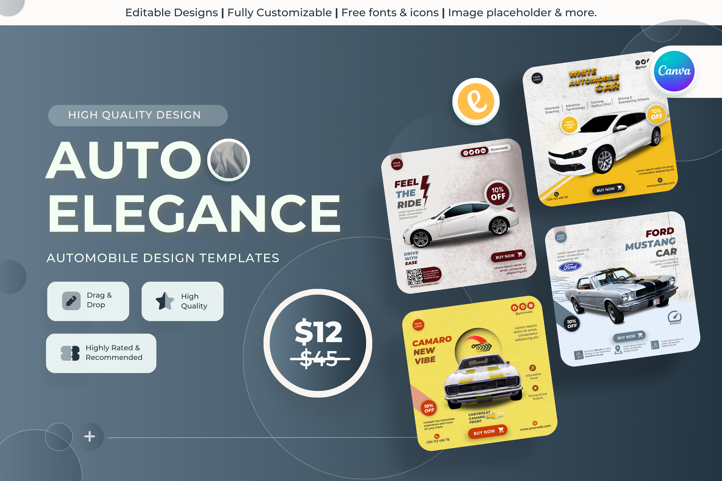 Auto Elegance - Auto Canva Templates