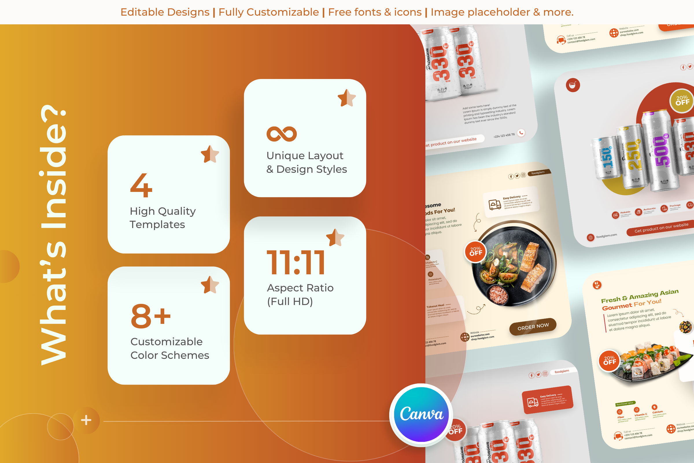 Delies Brush - Foods Canva Templates