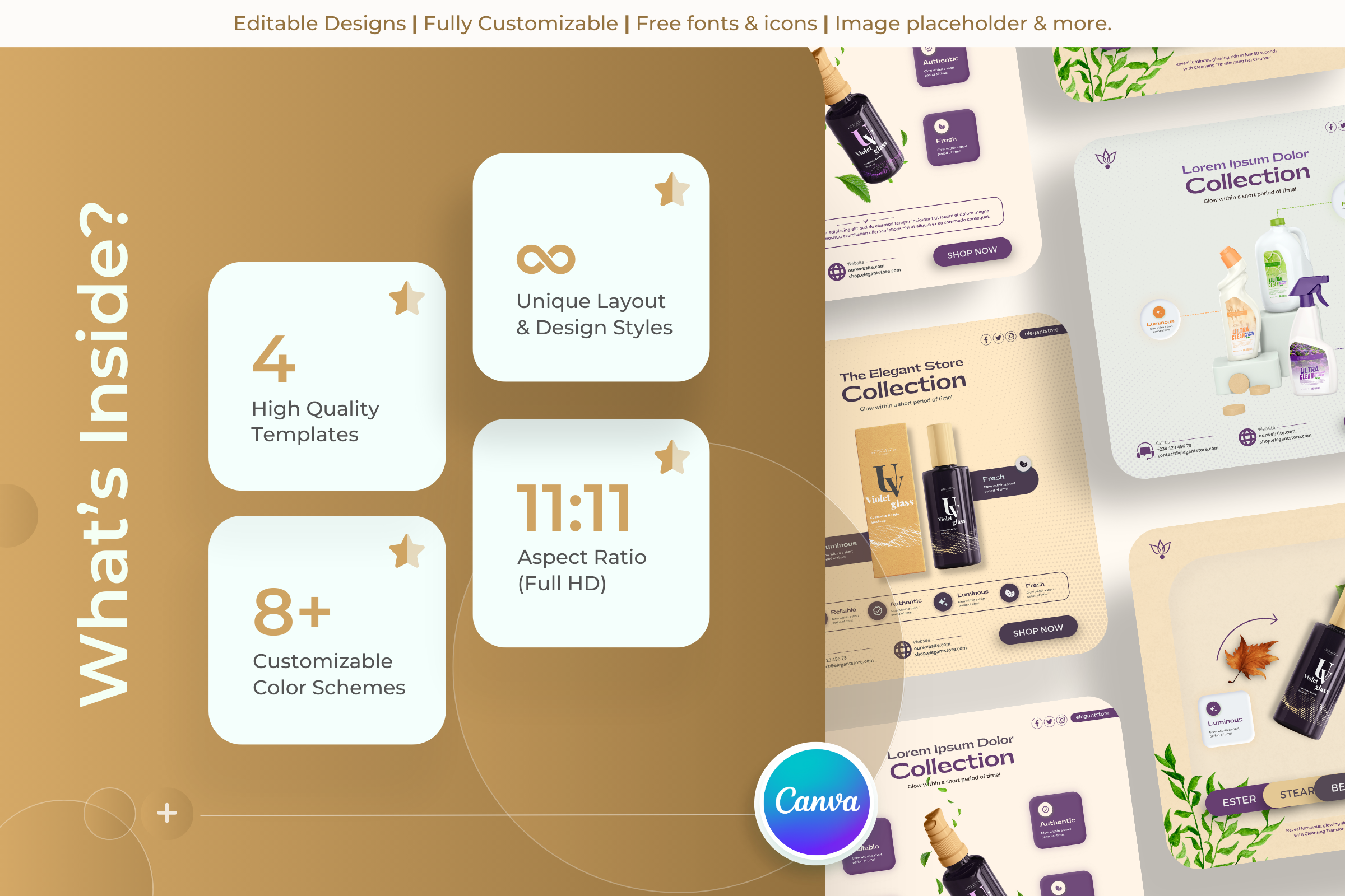 Glamour Style - Beauty Canva Templates