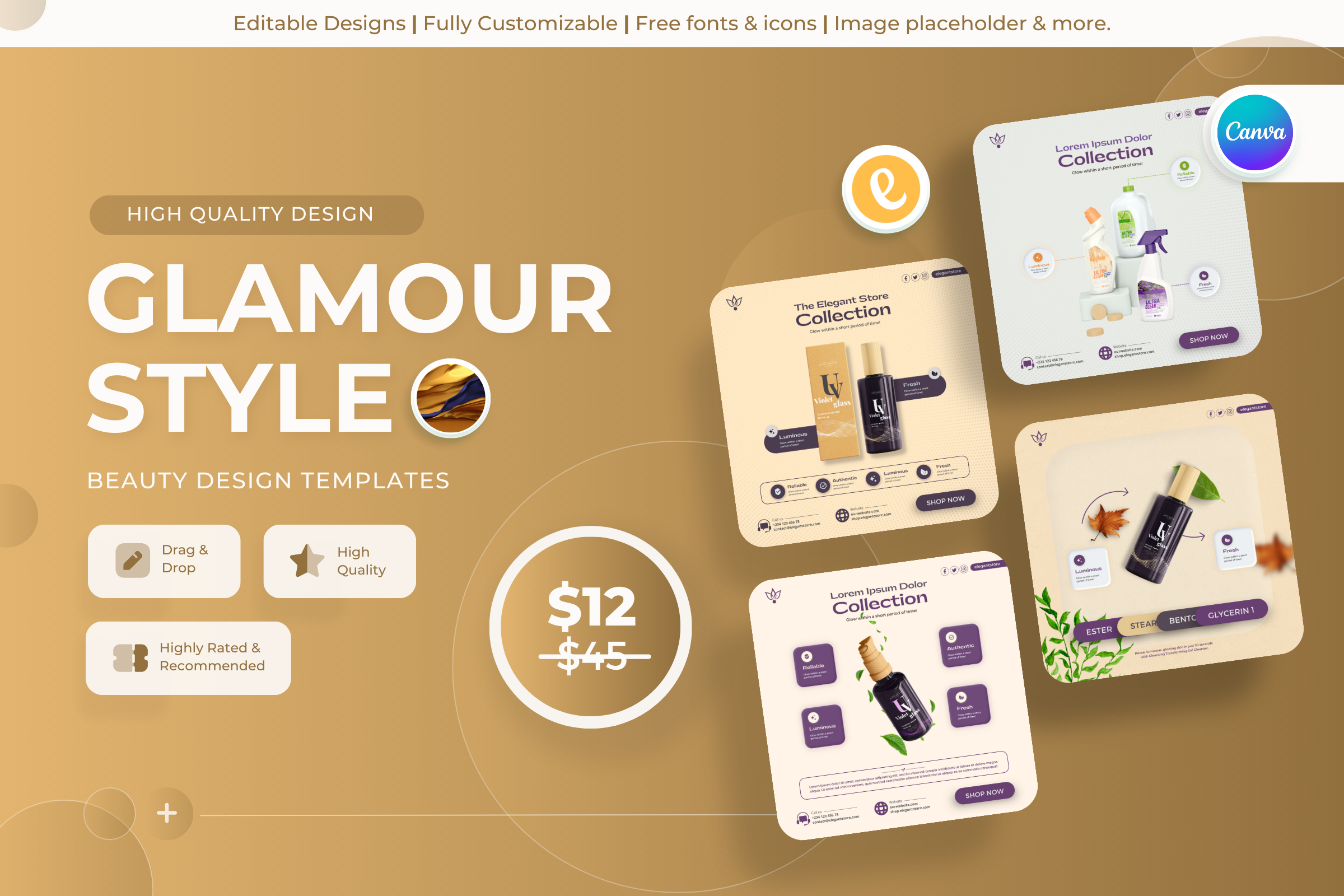 Glamour Style - Beauty Canva Templates