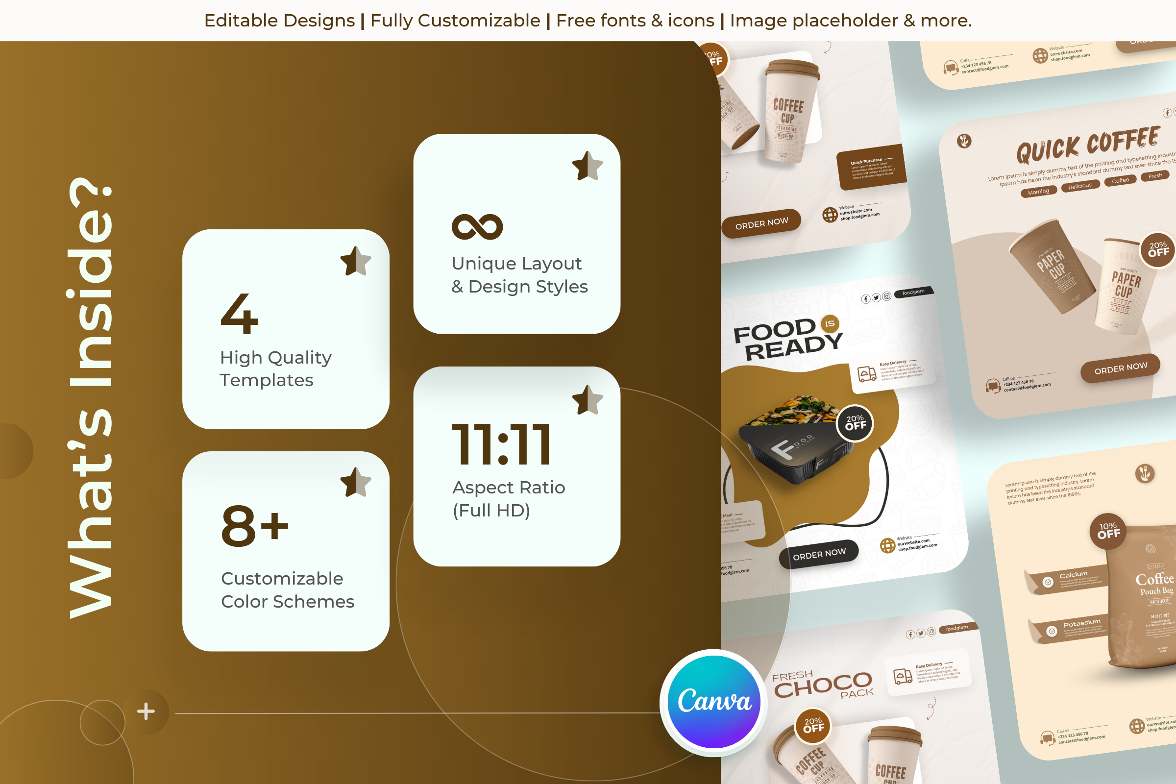 Gleamy Cream - Foods Canva Template