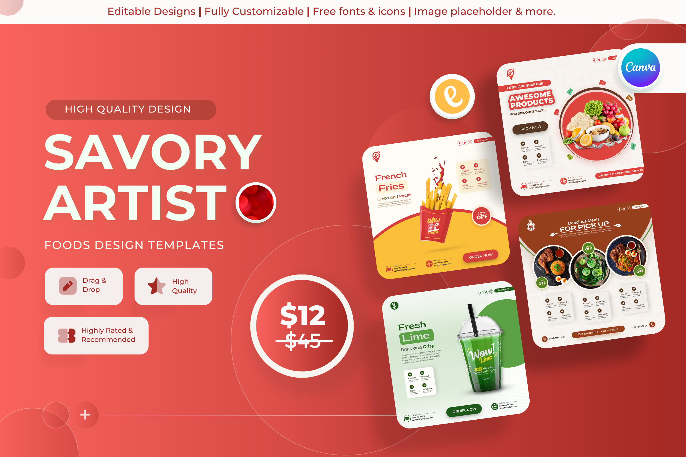 Savory Artist- Foods Canva Templates