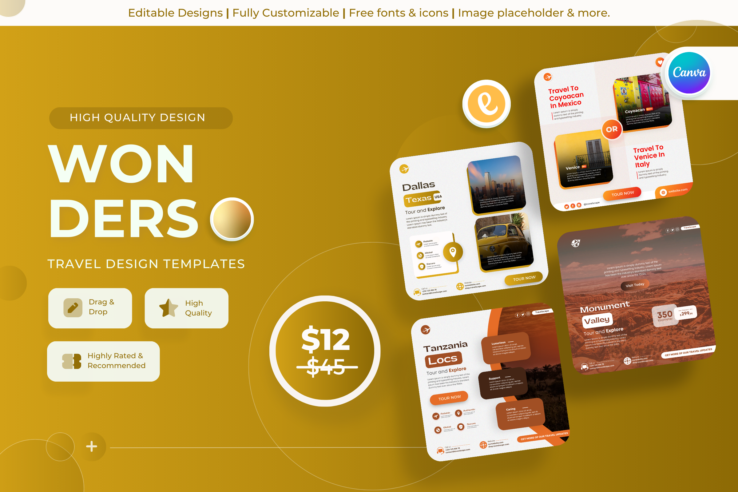 Wonders - Travel Canva Templates