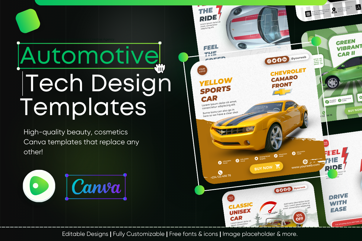 Automobile Tech Canva Design Templates