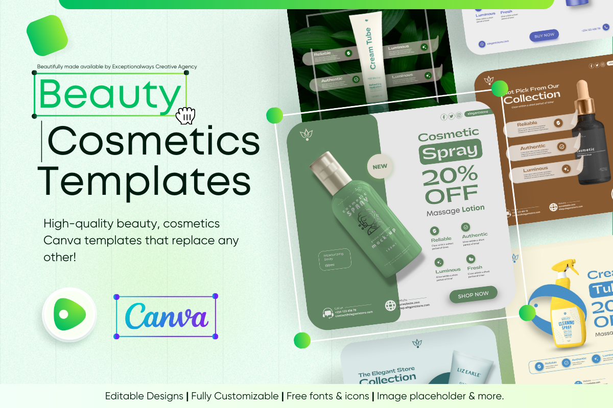 Beauty and Cosmetics Canva Templates