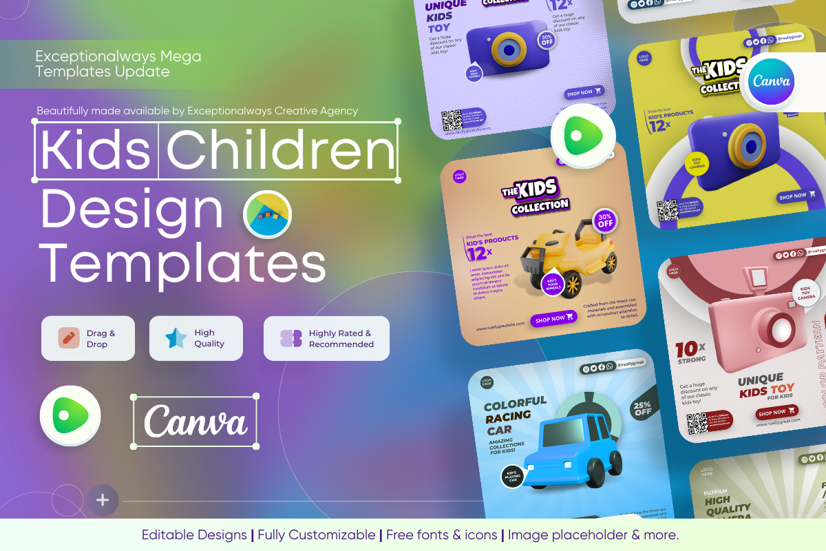 Kids, Children Canva Design Templates